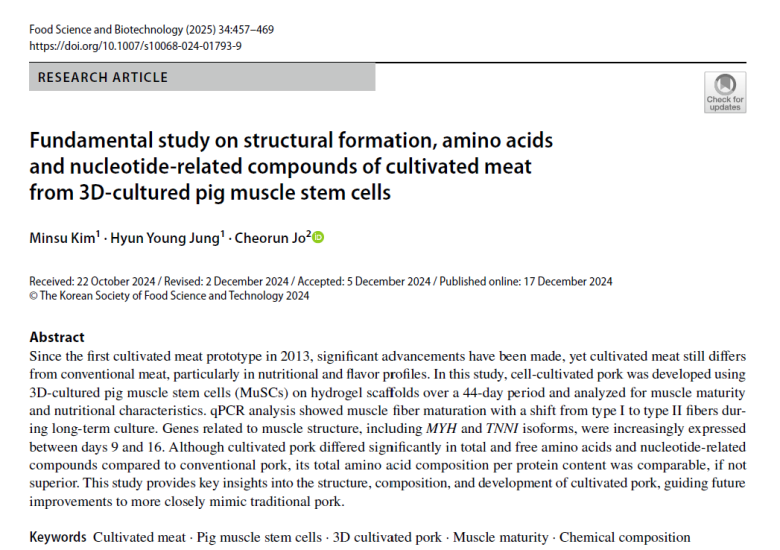 Fundamental study on structural formation, amino acids and nucleotide-related compounds of cultivated meat from 3D-cultured pig