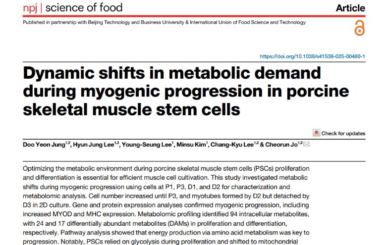 Dynamic shifts in metabolic demand during myogenic progression in porcine skeletal muscle cells