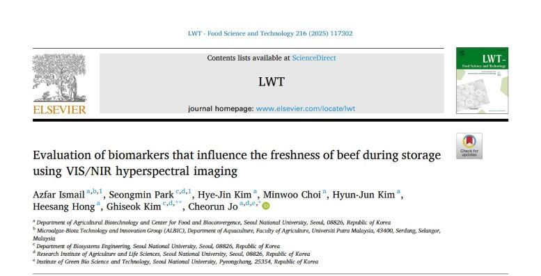 Evaluation of biomarkers that influence the freshness of beef during storage using VIS/NIR hyperspectral imaging
