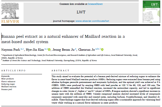 Banana peel extract as a natural enhancer of the Maillard reaction in a meat-based model system.
