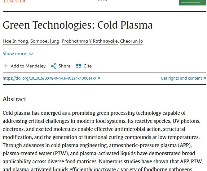Green Technologies: Cold Plasma
