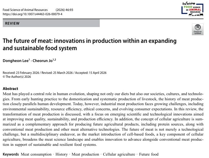 Lee and Jo (2026) The future of meat: Innovations in production within an expanding and sustainable food system
